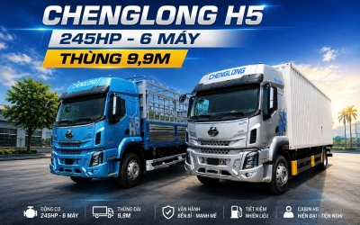 XE TẢI CHENGLONG H5 - 8 TẤN - 6 MÁY - MÁY 245HP  THÙNG KÍN - THÙNG MUI BẠT DÀI 9,9M