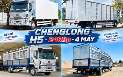 XE TẢI CHENGLONG H5 - 8 TẤN - 4 MÁY - MÁY 240HP  THÙNG KÍN - THÙNG MUI BẠT DÀI 9,9M