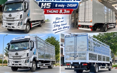 XE TẢI CHENGLONG H5 - 8 TẤN - 6 MÁY - MÁY 245HP  THÙNG KÍN - THÙNG MUI BẠT DÀI 8,3M