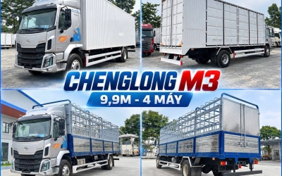 XE TẢI CHENGLONG M3 - 8 TẤN - 4 MÁY - MÁY 220HP  THÙNG KÍN - THÙNG MUI BẠT DÀI 9,9M