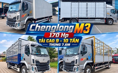 XE TẢI CHENGLONG M3 - 4 MÁY - MÁY 170HP  THÙNG KÍN - THÙNG MUI BẠT DÀI 7,5M